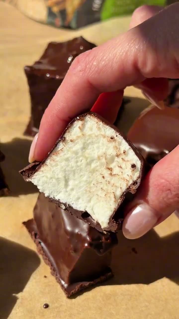 Mushroom marshmallows dipped in chocolate