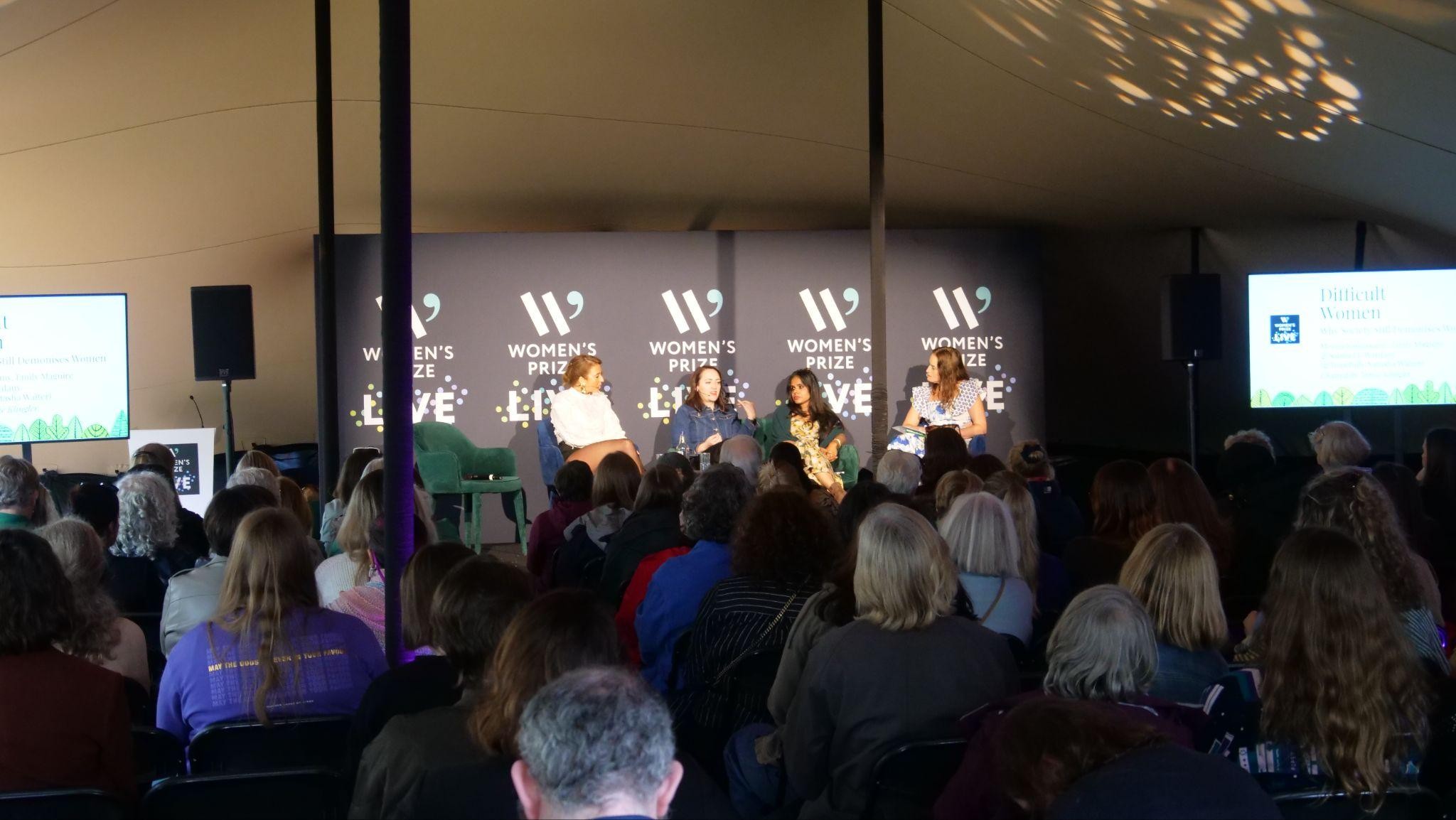 Panel discussion on stage at Women's Prize Live