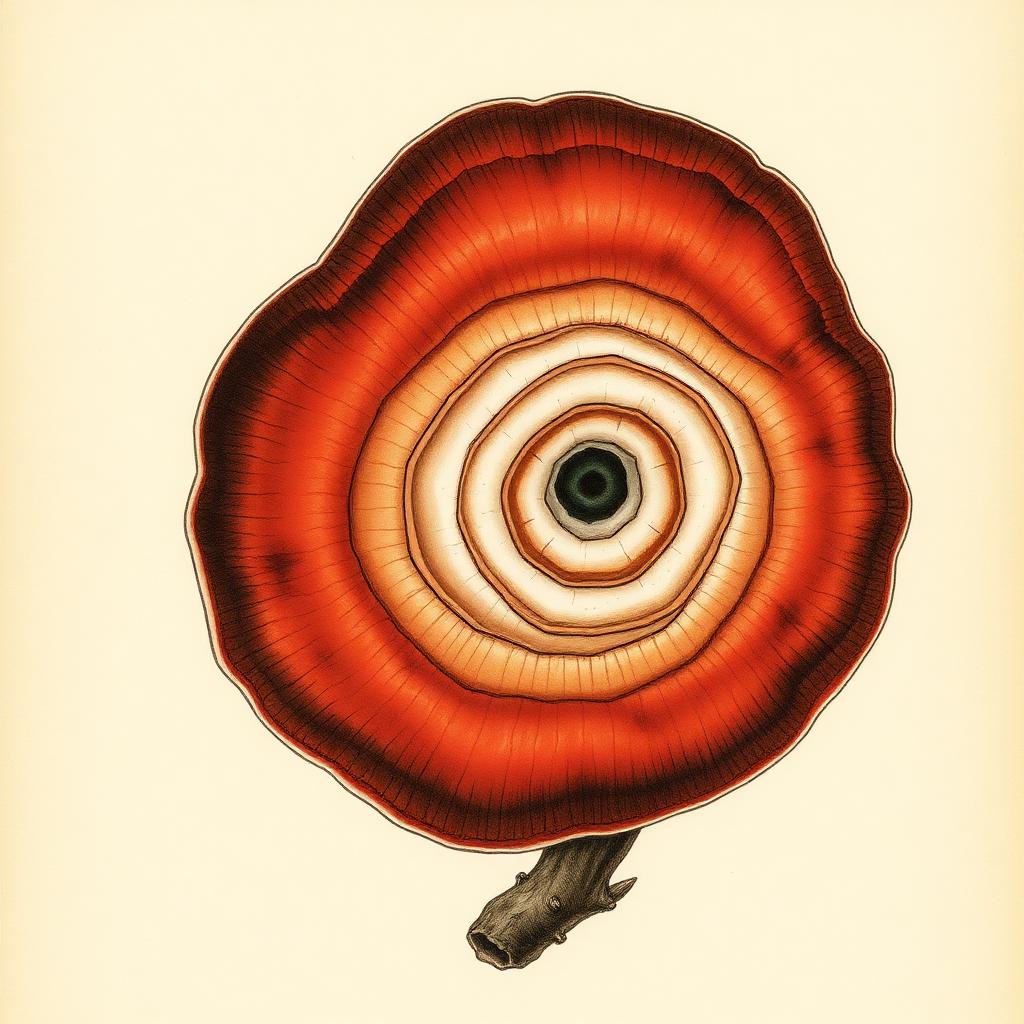 Botanical plate of Reishi, Ganoderma lucidum